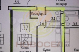 1-к. квартира, 34,7 м², 1/3 эт.