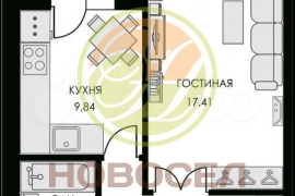 1-к. квартира, 40 м², 3/3 эт.