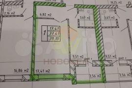 1-к. квартира, 40 м², 1/3 эт.
