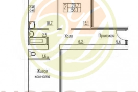 2-к. квартира, 56 м², 2/3 эт.